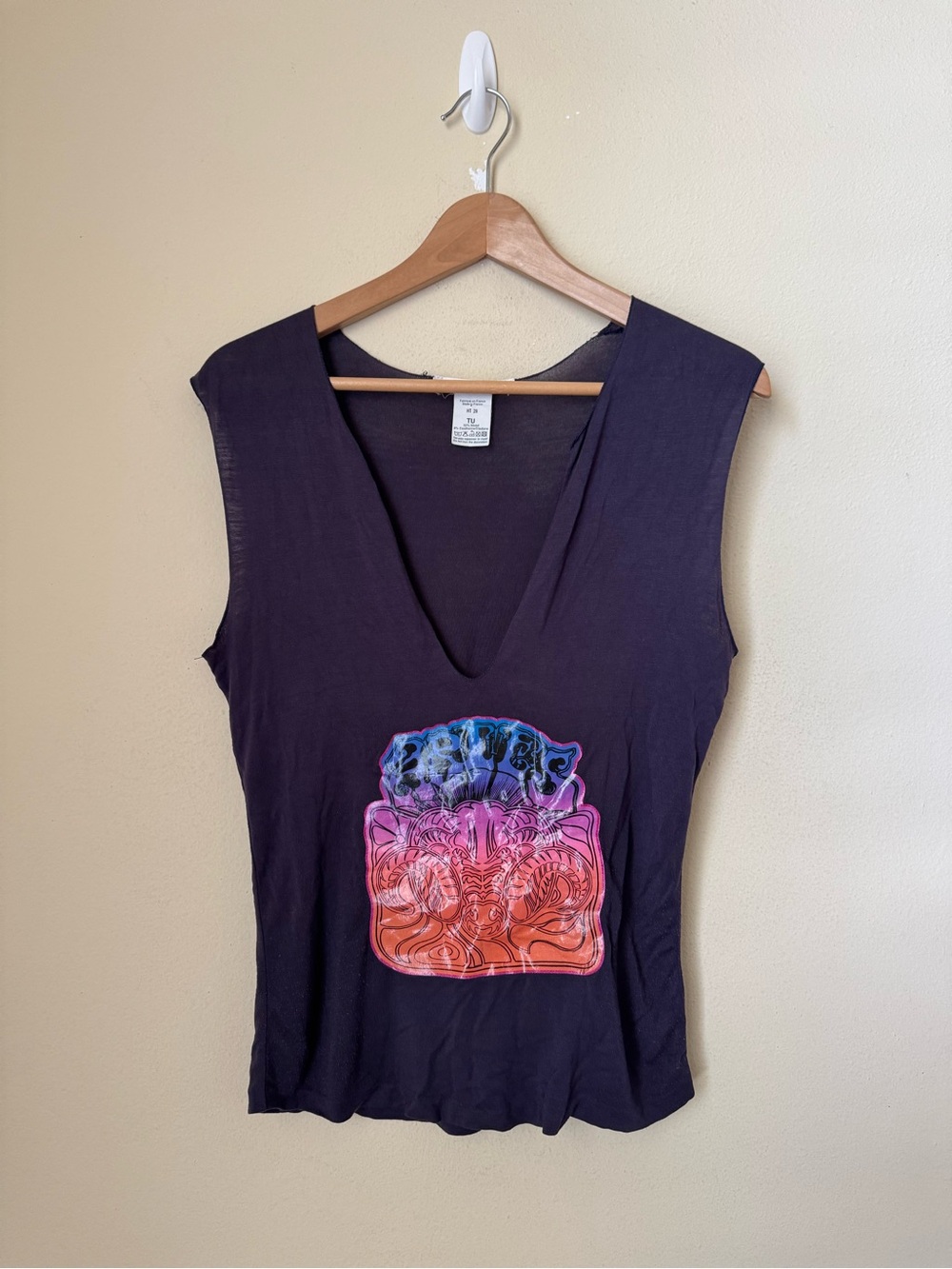 Chloe Zodiac Aries Print Tank Top Vtg Black One Size